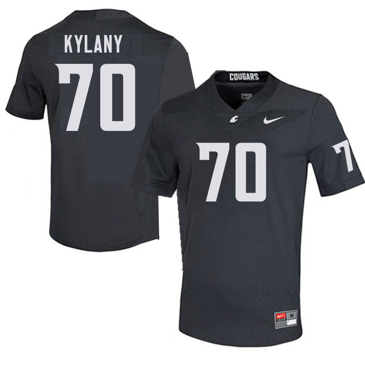 Men #70 Devin Kylany Washington State Cougars College Football Jerseys Stitched-Charcoal